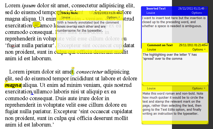 PDF markup: comment boxes